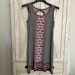 Max Studio Black and Red Geometric Mini Dress